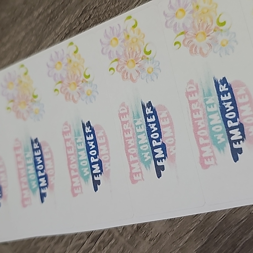 60 handmade Empowered women stickers